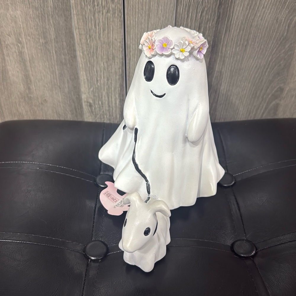 New Goblin & Ghoul Halloween Girl Ghost Walking Ghost Dog Figurine